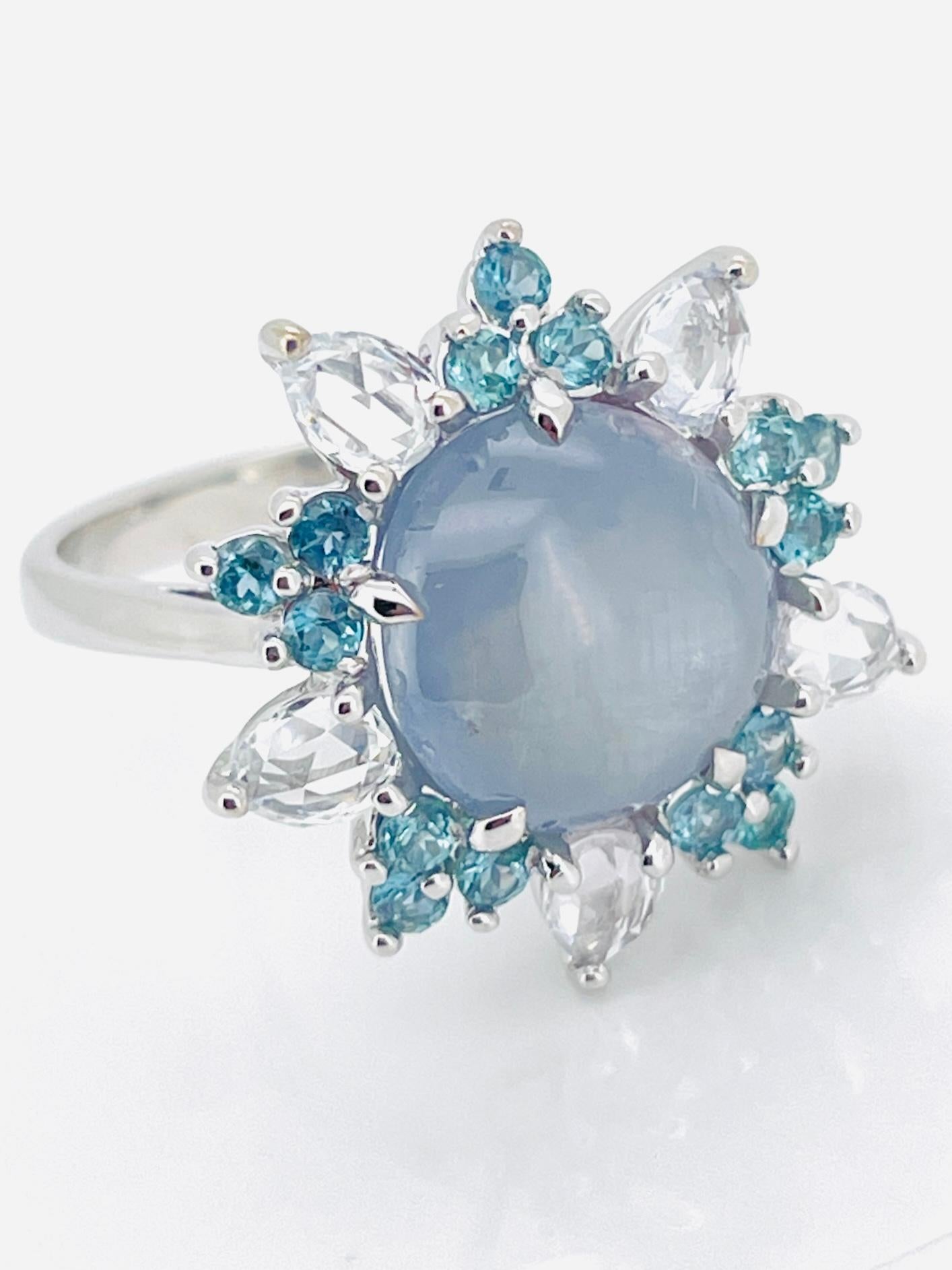 7.01 Ct Bague saphir étoilé naturel avec  Alexandrite naturelle  Or 14K Neuf - En vente à bangkok, TH