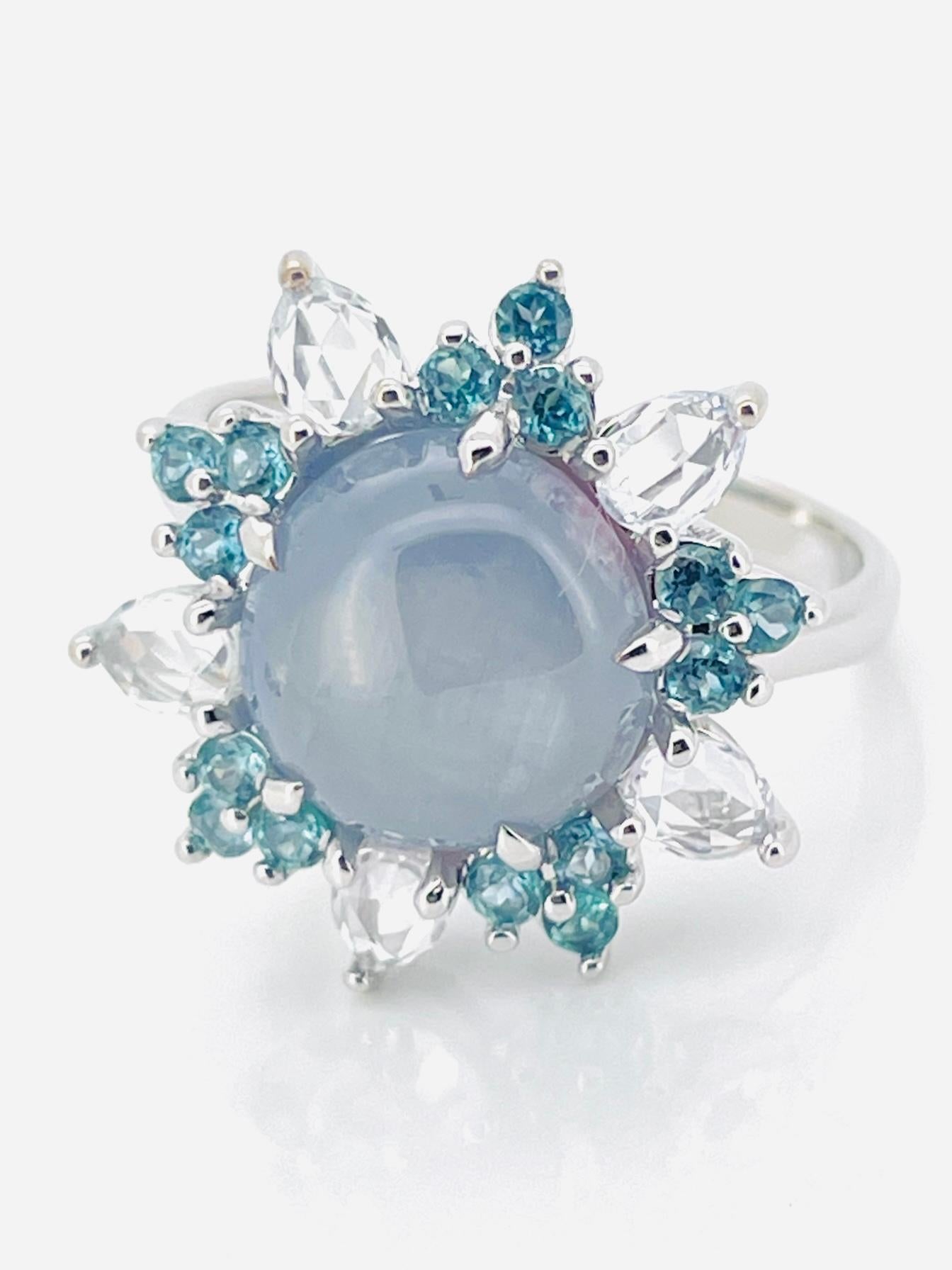 7.01 Ct Bague saphir étoilé naturel avec  Alexandrite naturelle  Or 14K Pour femmes en vente