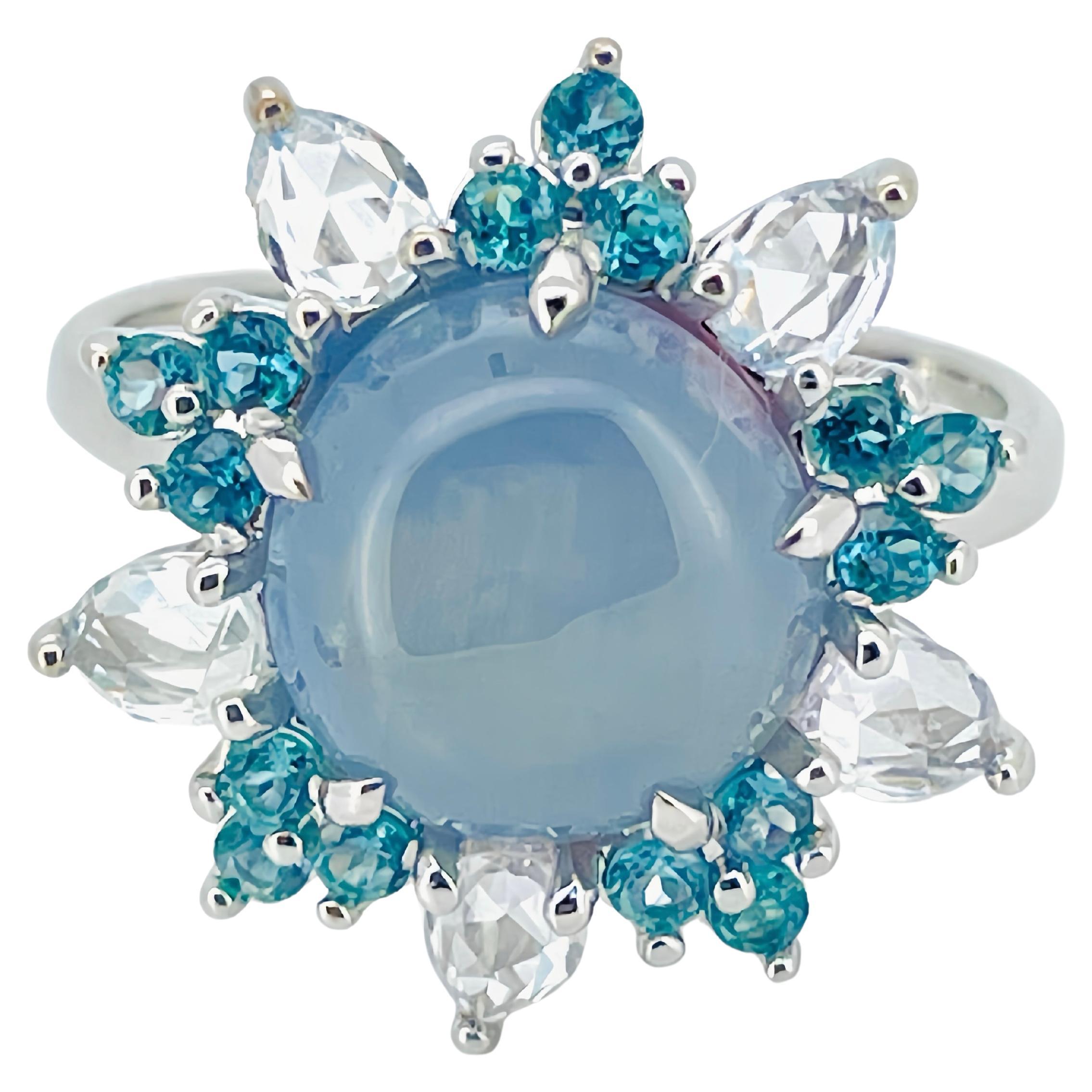 7.01 Ct Natural star sapphire ring with  Alexandrite Natural Diamond  14K Gold