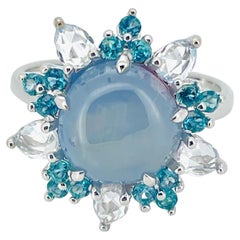 7.01 Ct Anello con zaffiro a stella naturale con  Diamante naturale alessandrite  Oro 14K