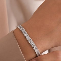 7.02 Carat Baguette and Round Diamond Tennis Bracelet in 18K White Gold