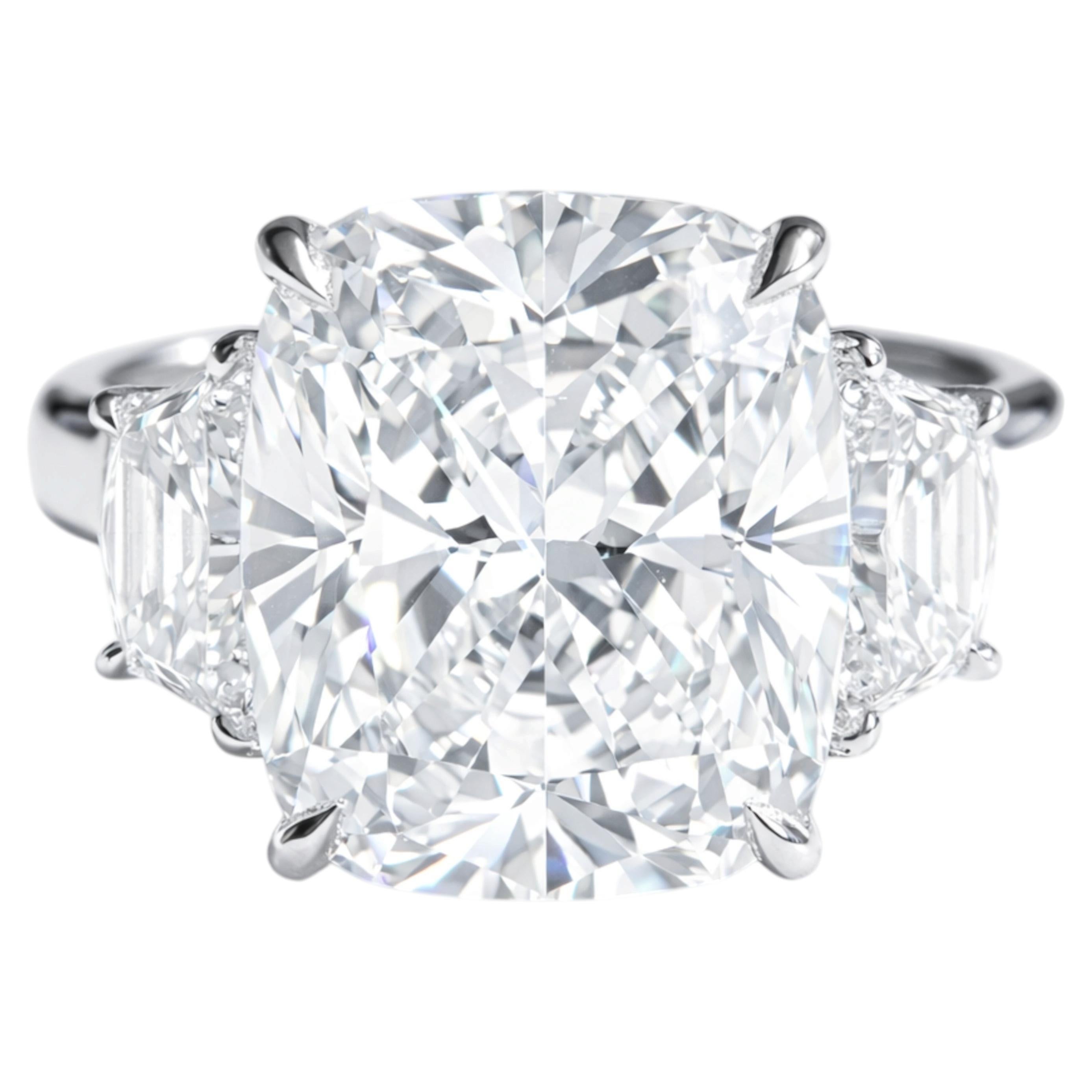 7.02 Carat Cushion-Cut Diamond Three-Stone Ring  GIA Certified
