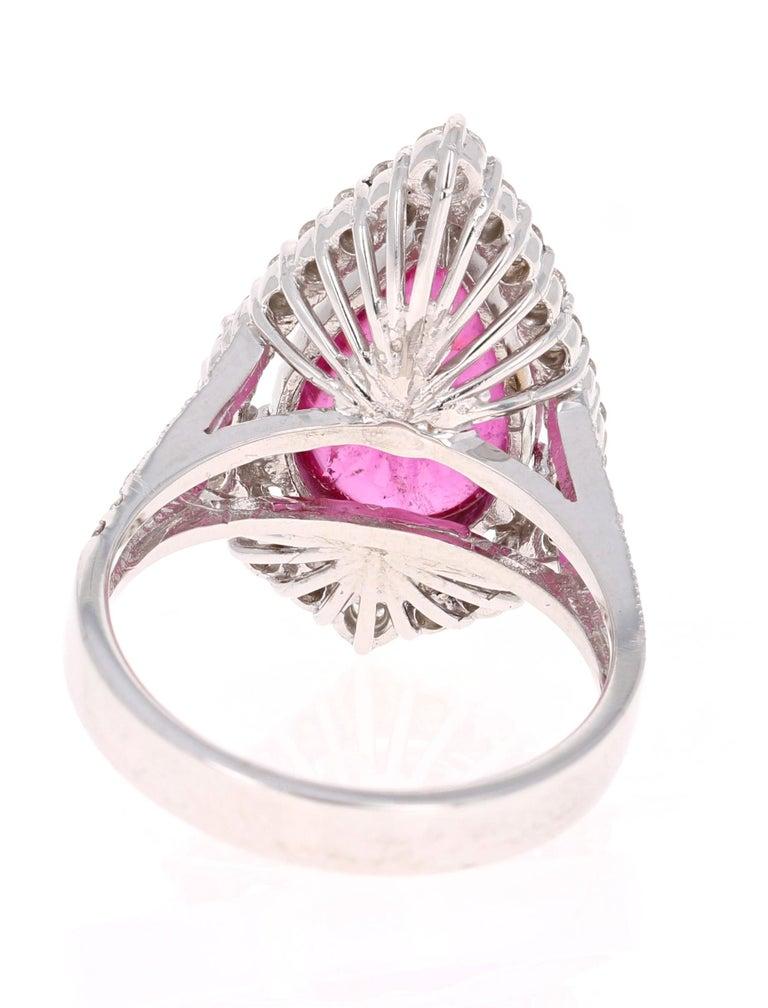 7,02 Karat Natürlicher Cabochon Turmalin Diamant Weißgold Cocktail Ring im Zustand „Neu“ im Angebot in Los Angeles, CA