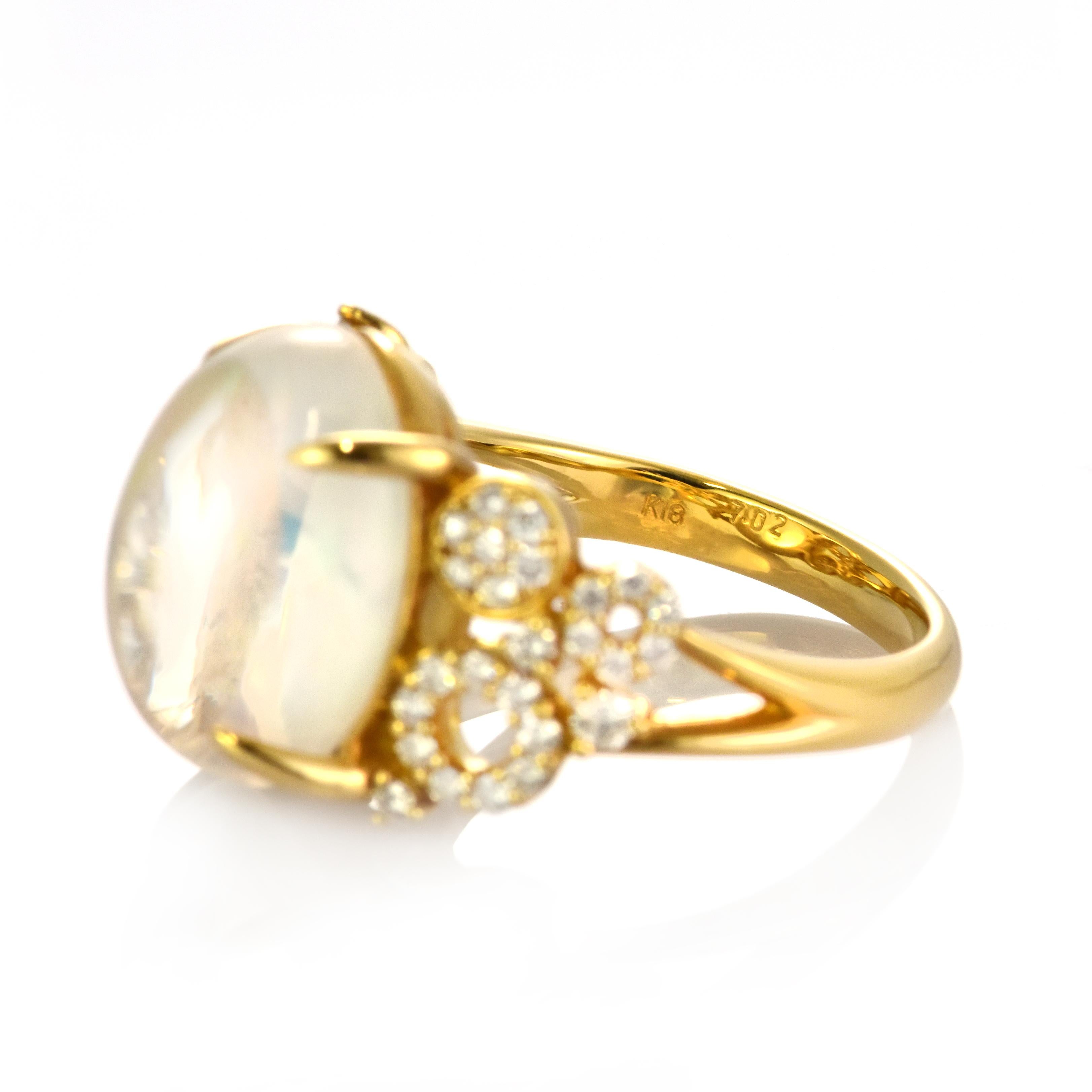Bague en or 18 carats, opale naturelle des Caraïbes et diamants de 7,02 carats en vente 6