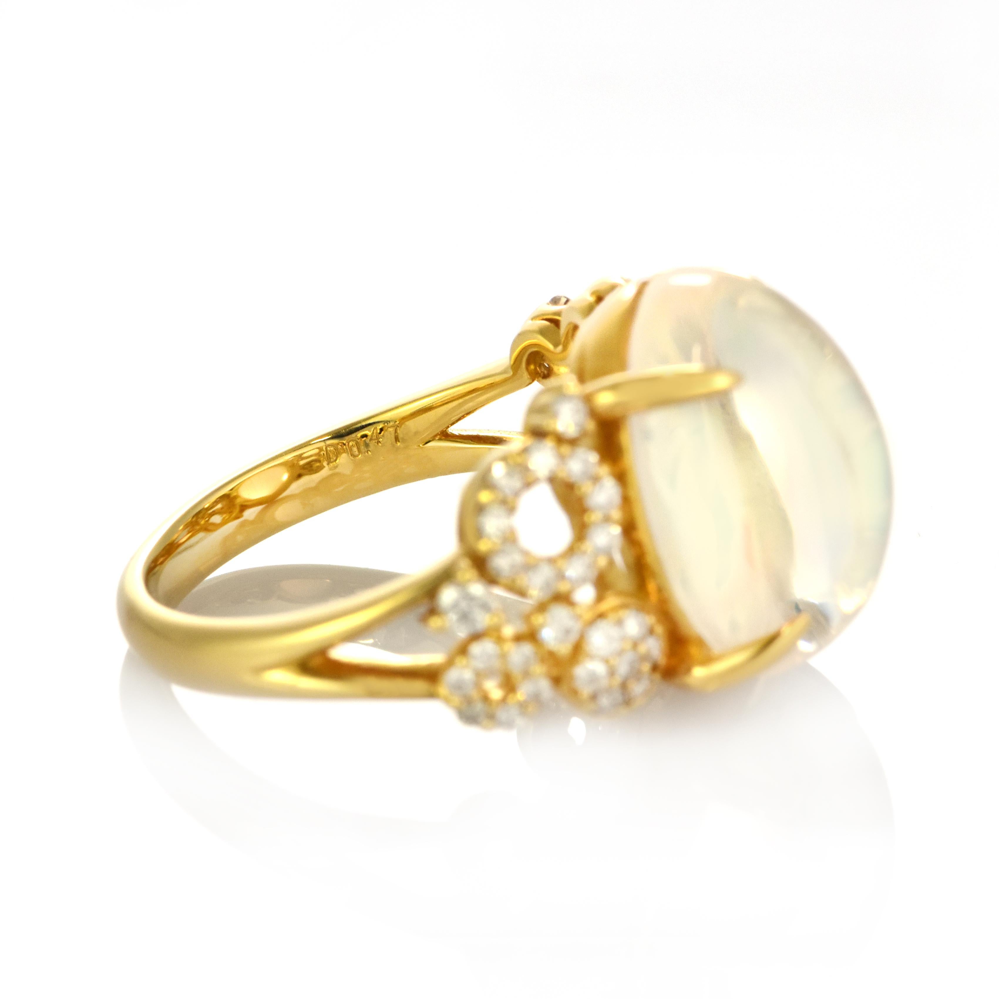 Bague en or 18 carats, opale naturelle des Caraïbes et diamants de 7,02 carats en vente 7