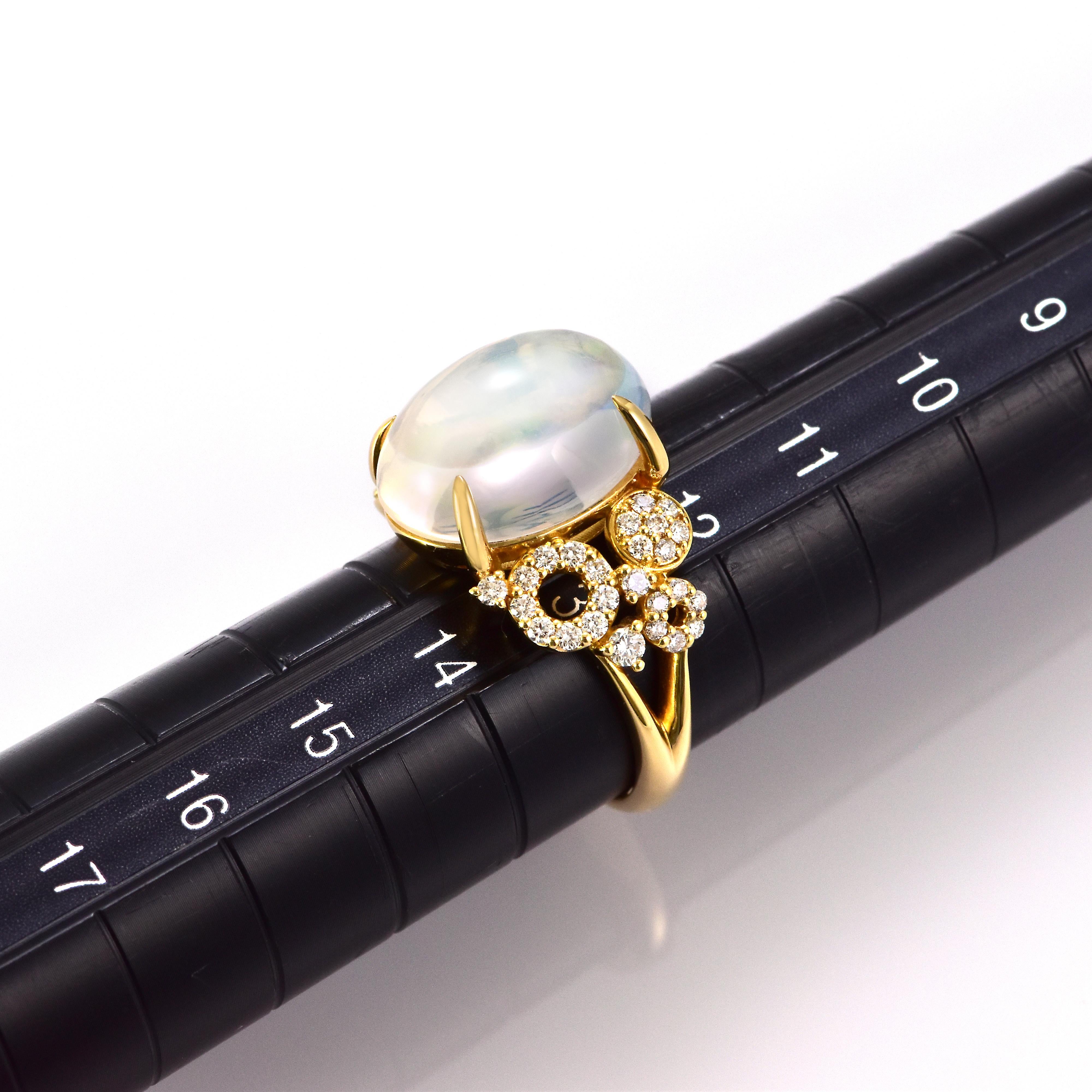 Moderne Bague en or 18 carats, opale naturelle des Caraïbes et diamants de 7,02 carats en vente