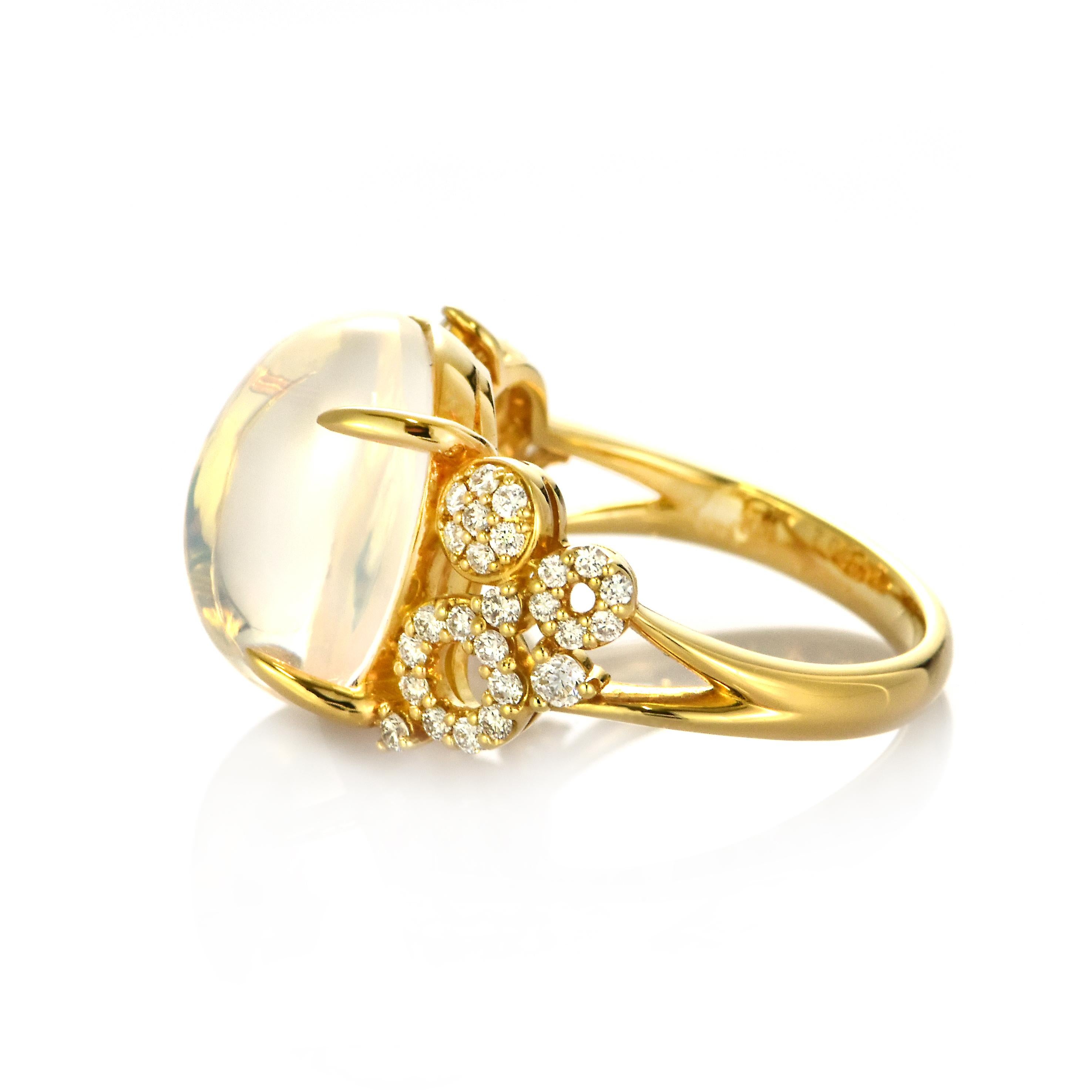 Bague en or 18 carats, opale naturelle des Caraïbes et diamants de 7,02 carats en vente 2