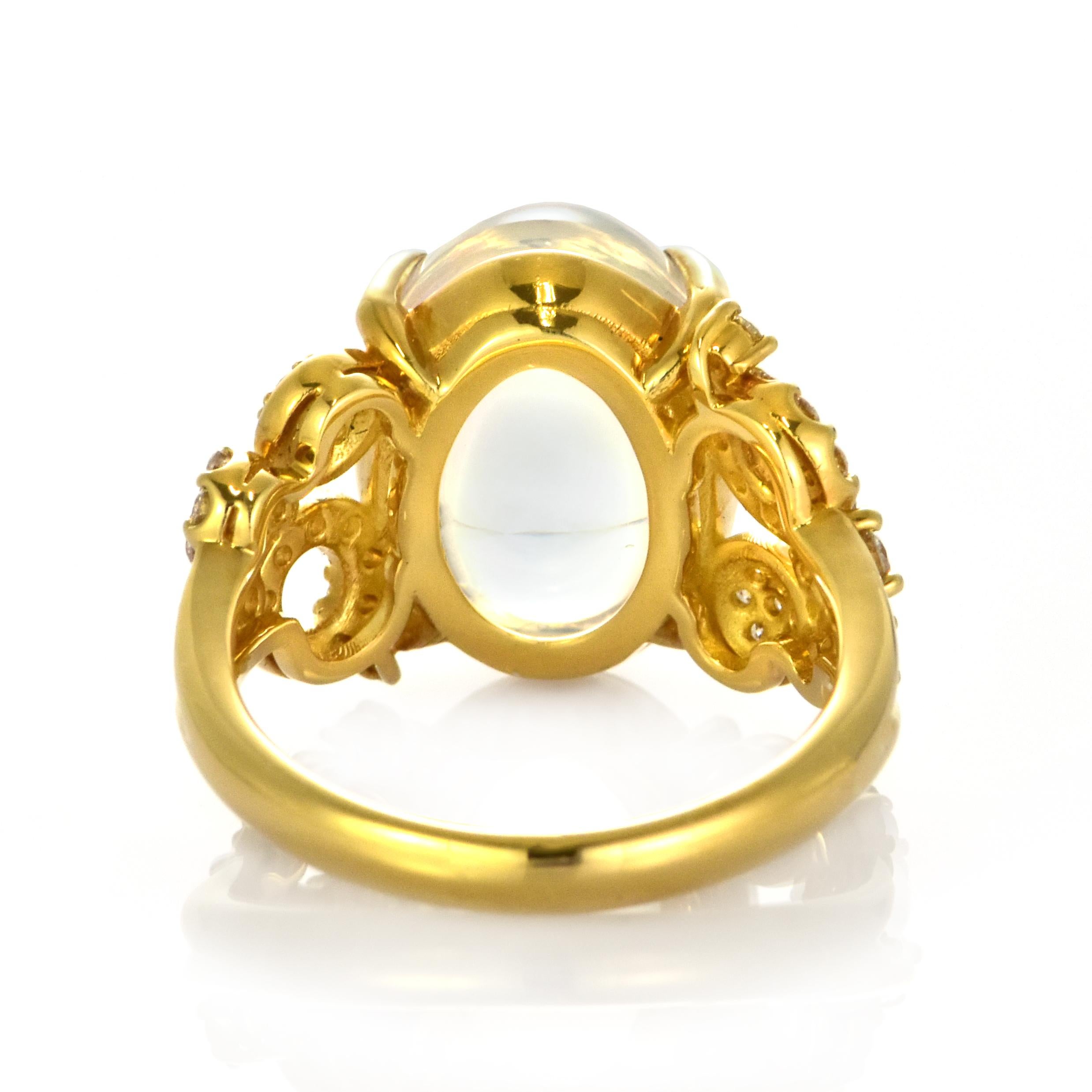 Bague en or 18 carats, opale naturelle des Caraïbes et diamants de 7,02 carats en vente 3