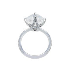7.02 Carat Oval Diamond Ring Brilliant White 18K Gold Signature Sophistication