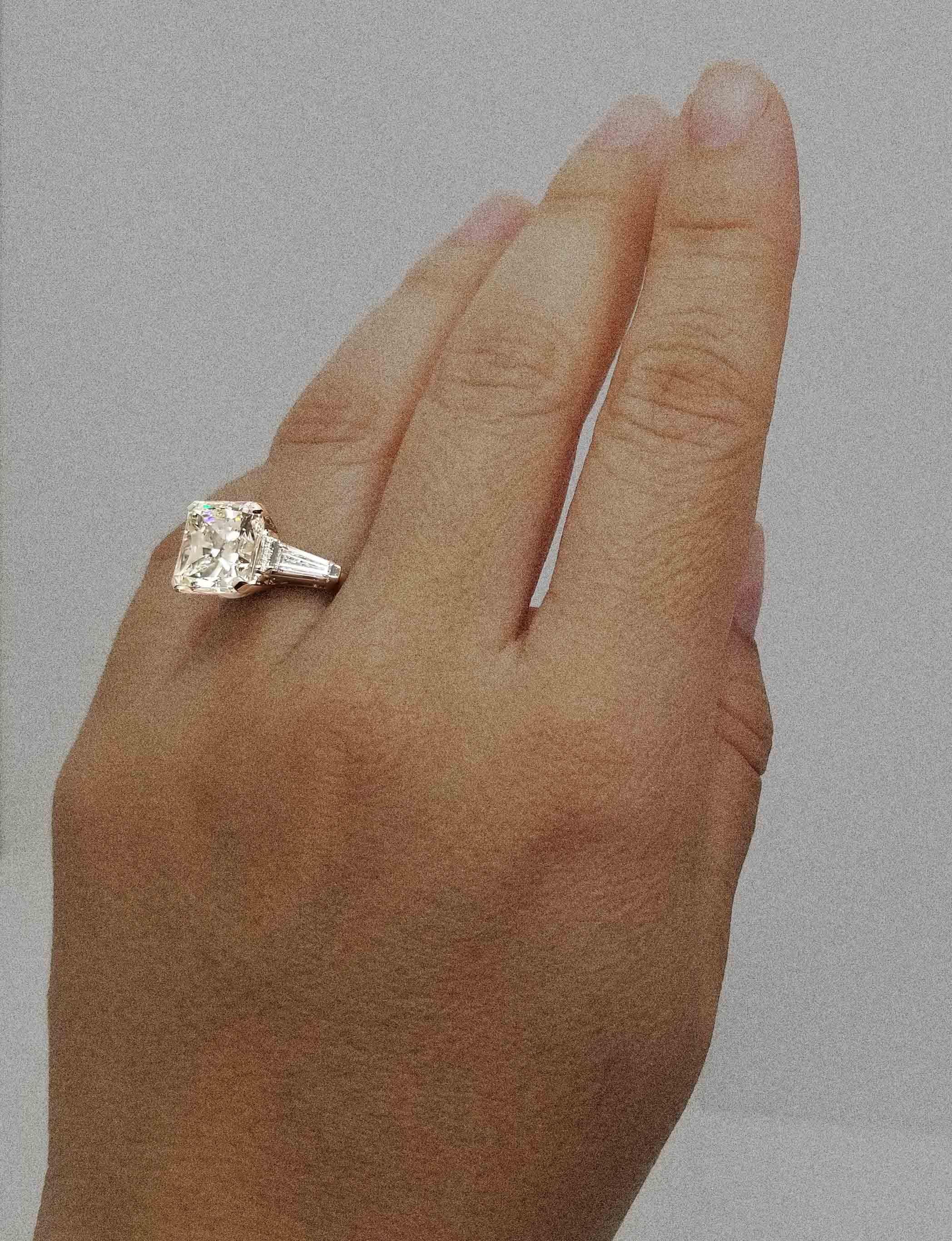 7 Carats Radiant Cut Diamond Engagement Ring in Platinum, IGI 1