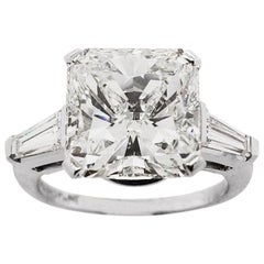 bague de fiançailles avec diamant taille radiant de 7 carats en platine:: IGI