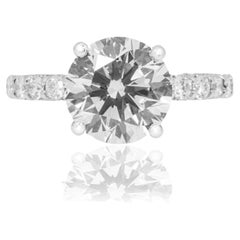 7.02 Carat Round Brilliant Diamond Ring Brilliant White 18K White Gold