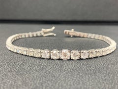 7.02 Carat Round Cut Diamond Tennis Bracelet in 14K White Gold