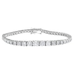 Bracelet tennis en or blanc 14 carats avec diamants taille ronde de 7,02 carats