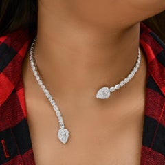 7.02 Carat SI/H Baguette Brilliant Cut Diamond Choker Necklace 18k White Gold