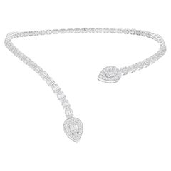 7.02 Carat SI/H Baguette Brilliant Cut Diamond Choker Necklace 18k White Gold