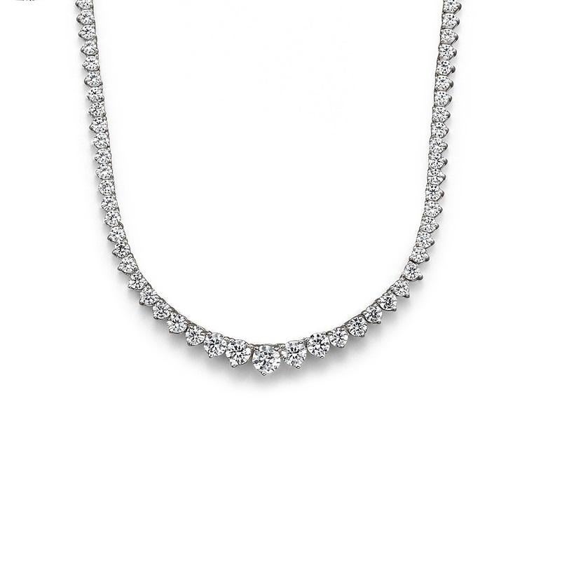 7.02 Carat Total Diamond Riviera Necklace in 18 Karat White Gold In New Condition In Chicago, IL