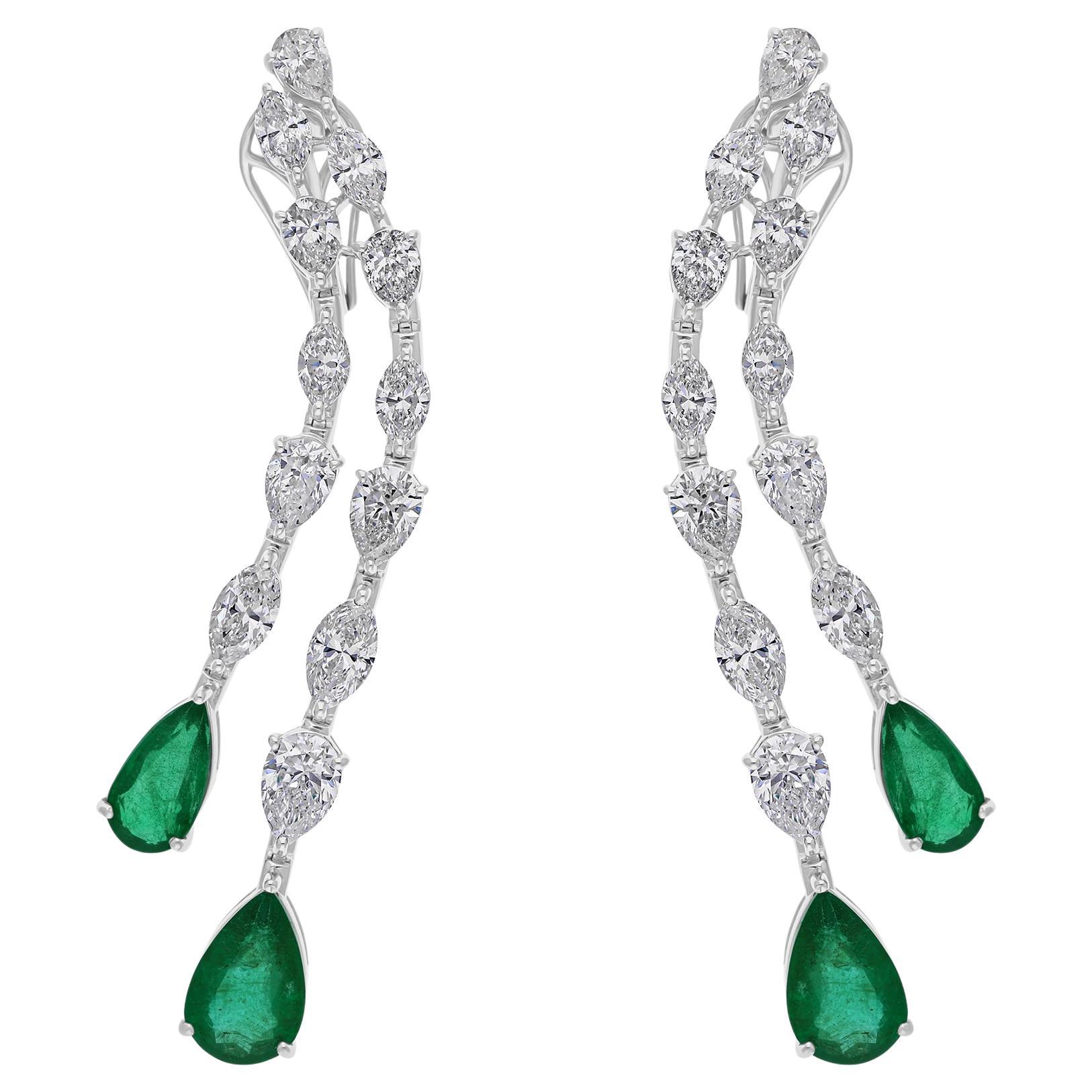 Esmeralda zambiana de 7,02 quilates Diamante SI/H de 8,51 quilates Joyas de oro blanco de 14 quilates