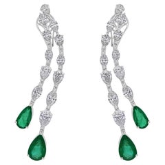 7.02 Carat Zambian Emerald 8.51 Carat SI/H Diamond 14 Karat White Gold Jewelry