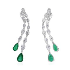 Smeraldo dello Zambia da 7,02 carati Diamante SI/H da 8,51 carati Gioielli in oro bianco da 18 carati