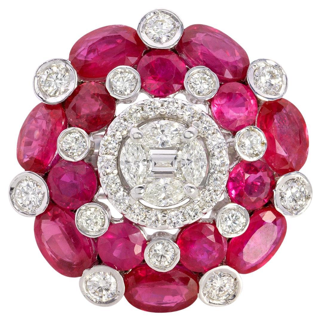 Pendentif cocktail en rubis naturel de 7,02 carats et diamants de 1,3 carat en vente