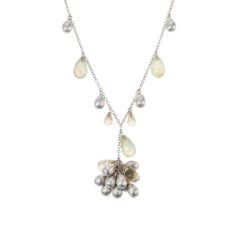 70.26 Carat Colored Briolette Quartz Citrine Bead Gold Pendant Necklace