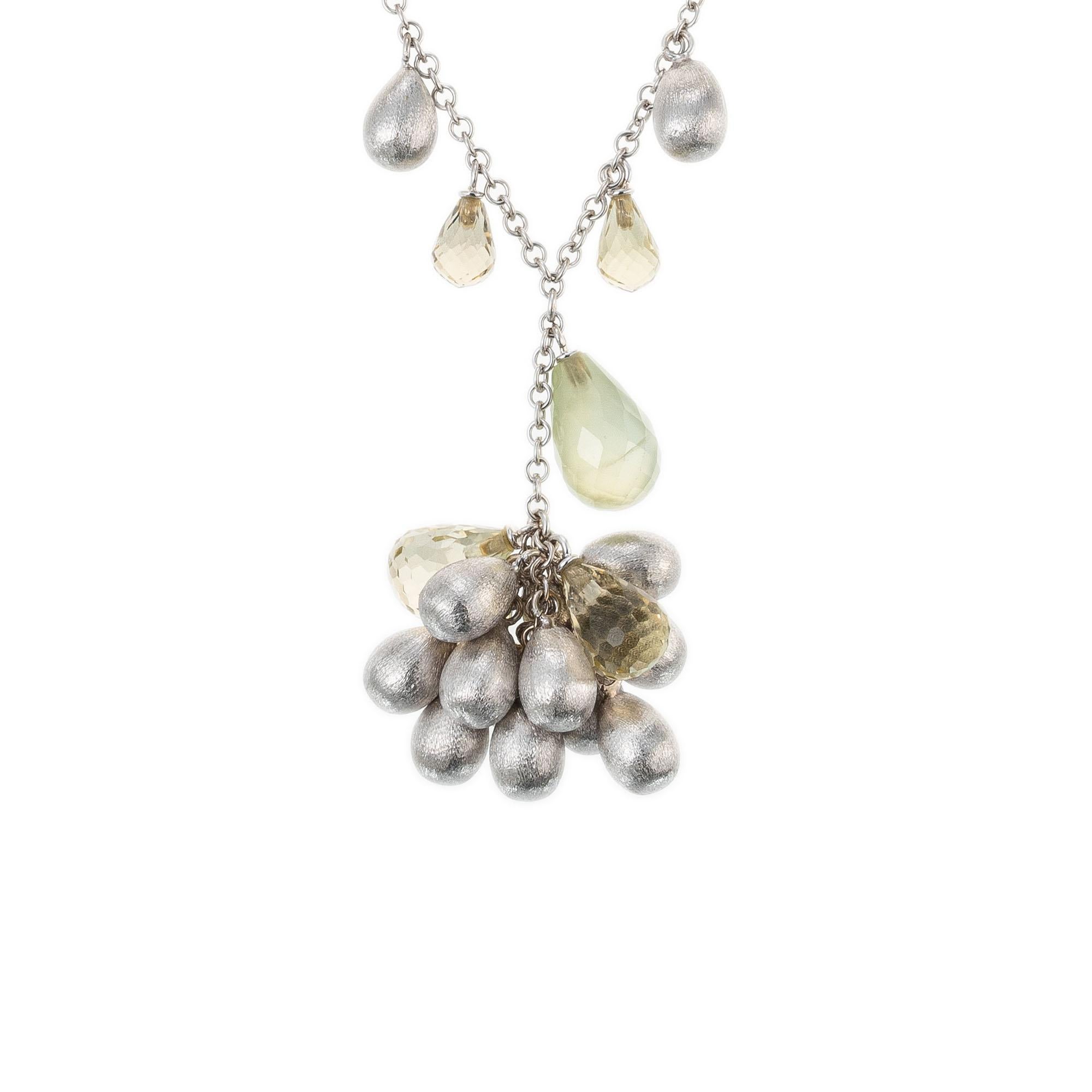 Pear Cut 70.26 Carat Colored Briolette Quartz Citrine Bead Gold Pendant Necklace For Sale