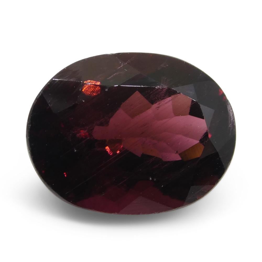 7.02ct Oval Reddish Purple Rubelite Tourmaline For Sale 3