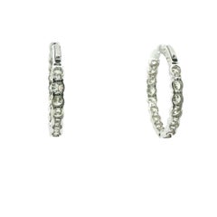 7.02ct. Round Brilliant Diamond Hoop Earrings in 14K White Gold