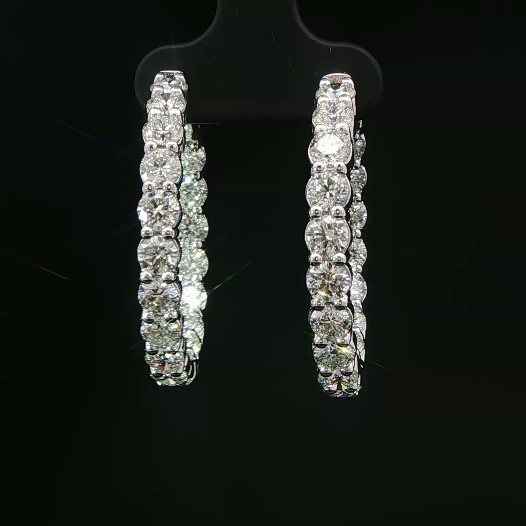 7,02ct. Orecchini a cerchio con diamanti tondi e brillanti in oro bianco 14 carati In condizioni Nuovo in vendita a San Francisco, CA