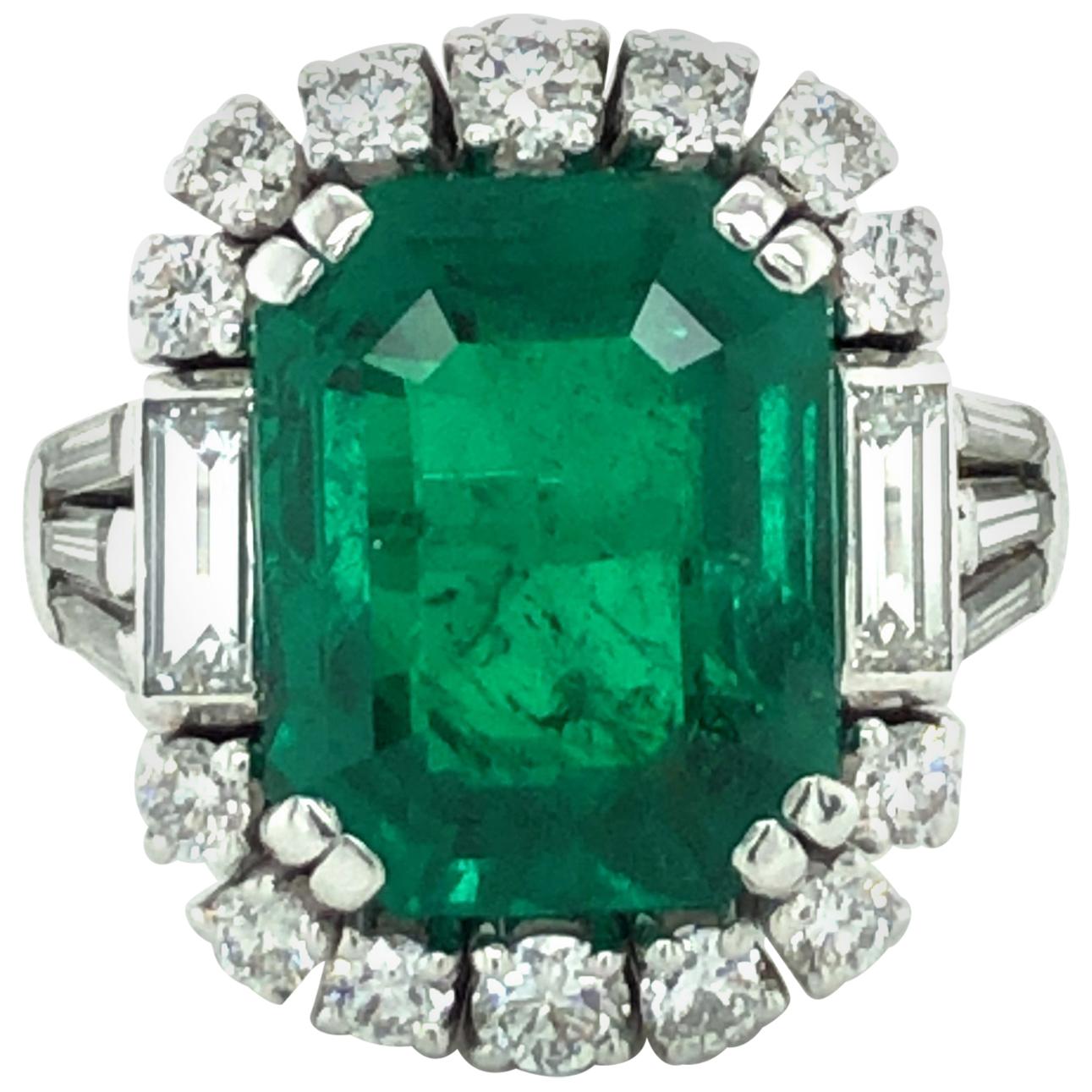 7.03 Carat Colombian Emerald and Diamond Ring in 18 Karat White Gold at ...