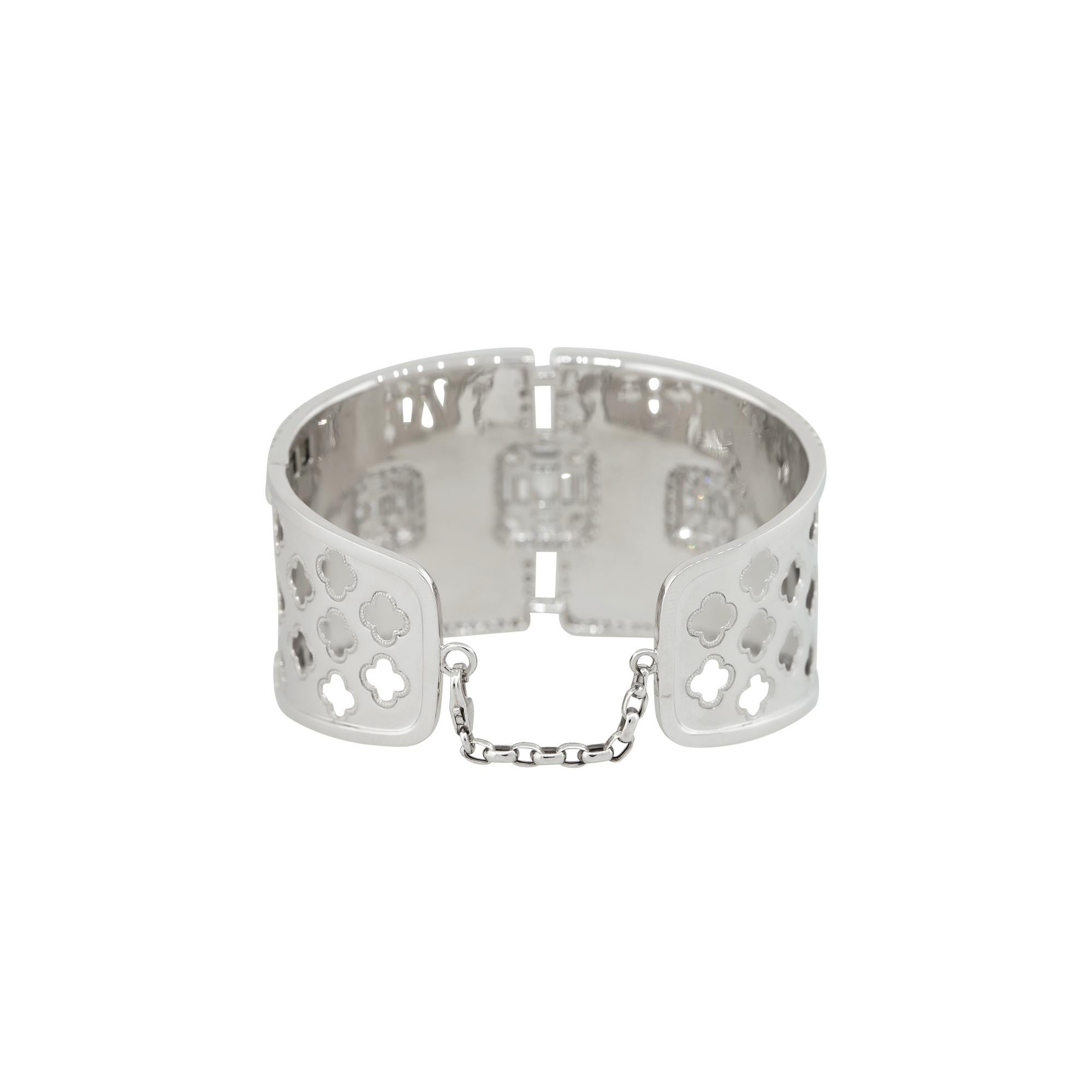 7.03 Carat Diamond Mosaic & Black Enamel Wide Cuff Bracelet 18 Karat in Stock For Sale 1