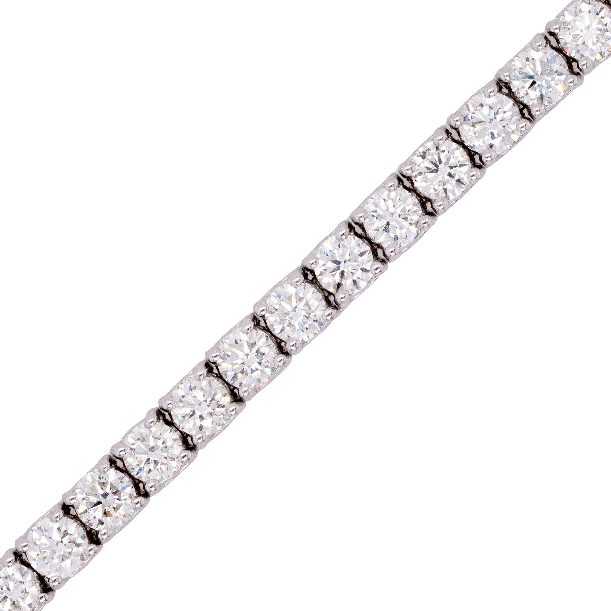 7.03 Carat Round Cut Natural Diamond Tennis Bracelet In New Condition For Sale In Boca Raton, FL