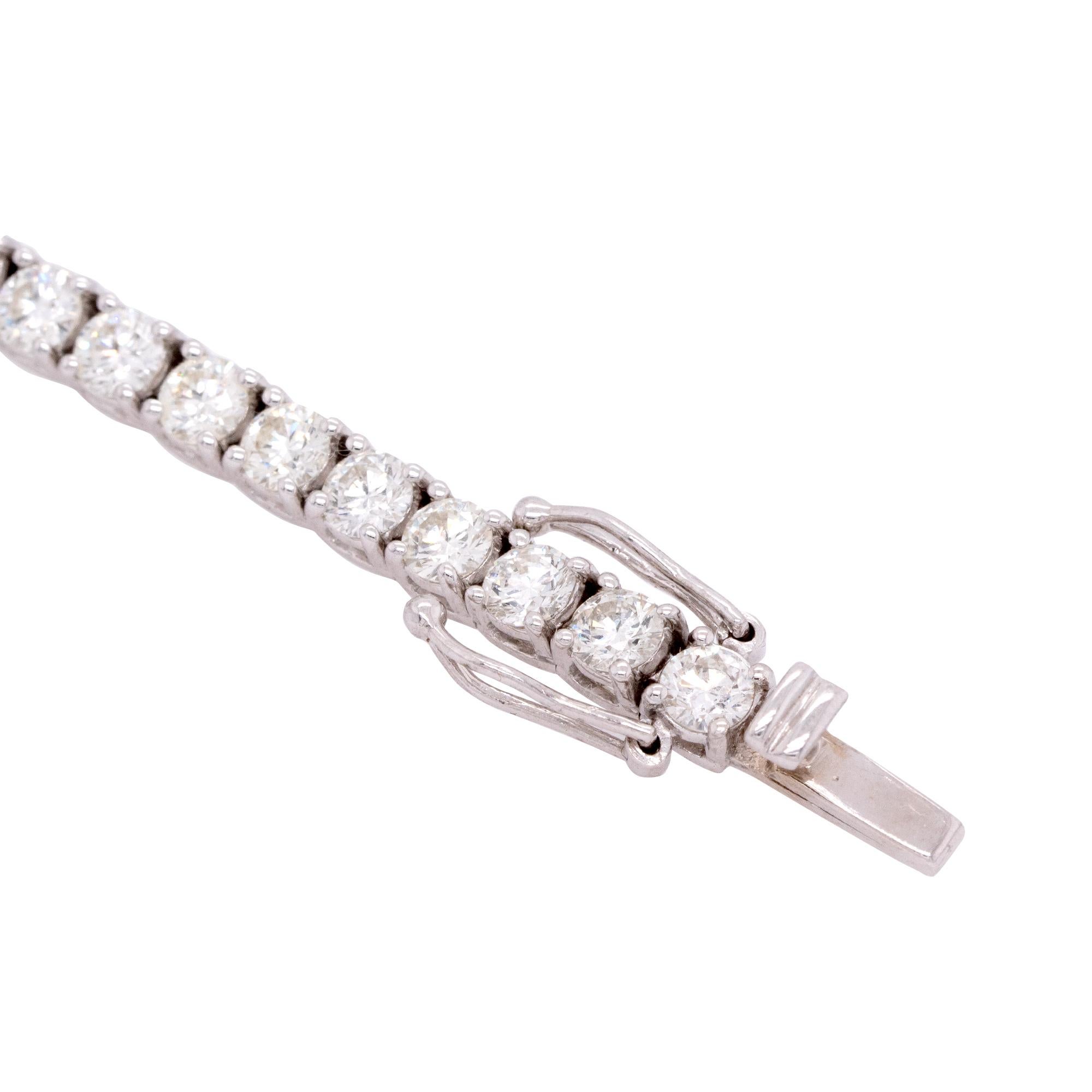 7.03 Carat Round Cut Natural Diamond Tennis Bracelet For Sale 2
