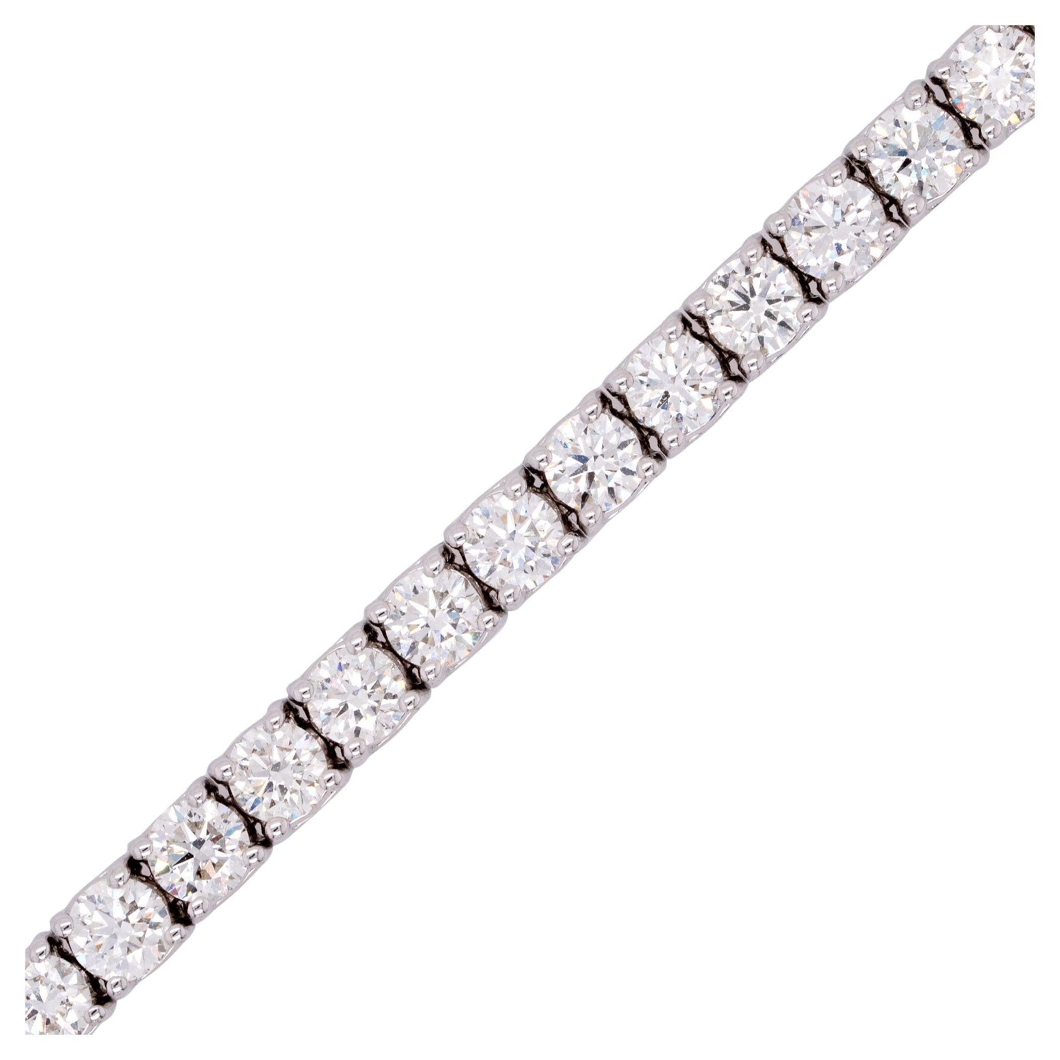 7.03 Carat Round Cut Natural Diamond Tennis Bracelet For Sale