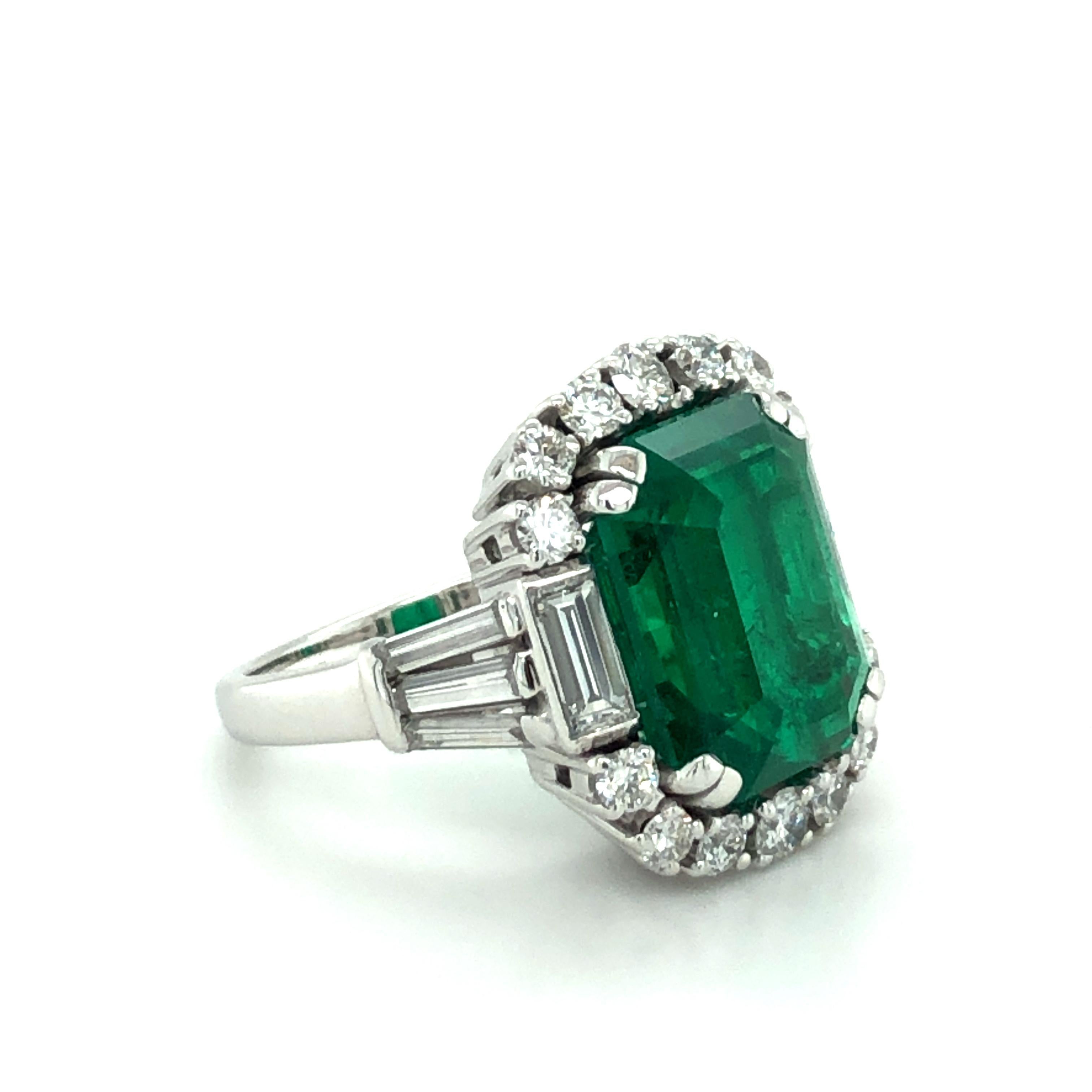 Emerald Cut 7.03 Carat Colombian Emerald and Diamond Ring in 18 Karat White Gold