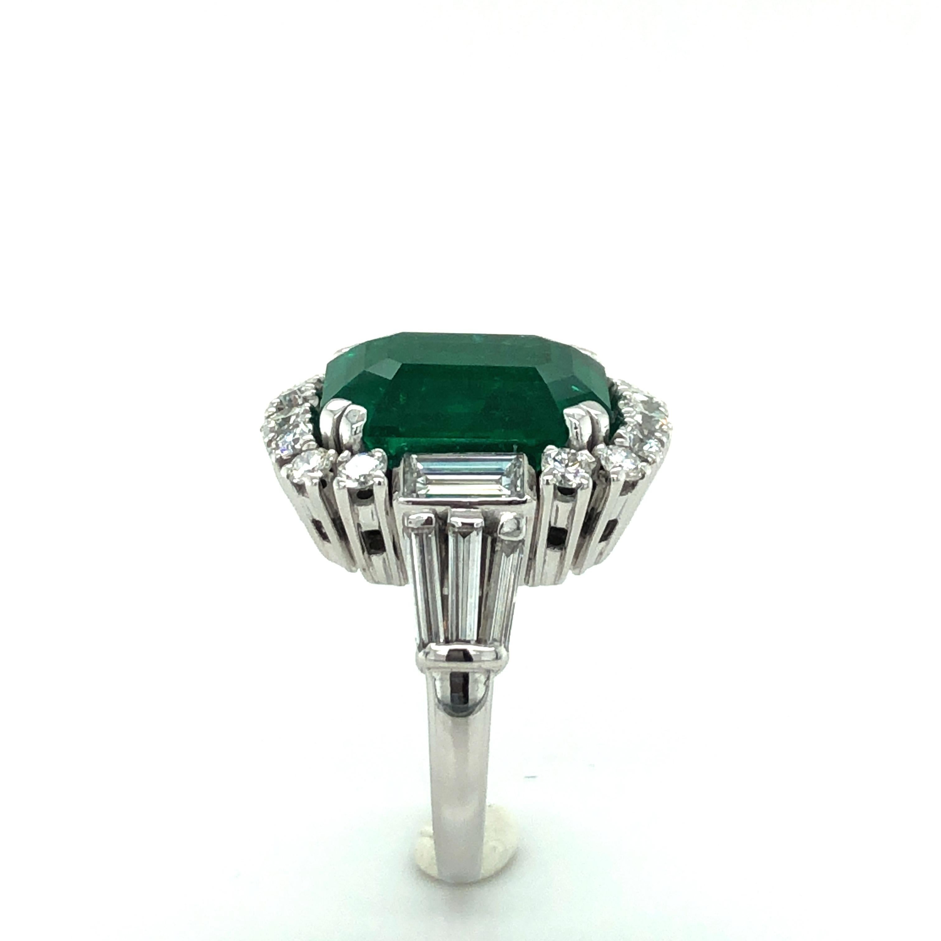 7.03 Carat Colombian Emerald and Diamond Ring in 18 Karat White Gold 2