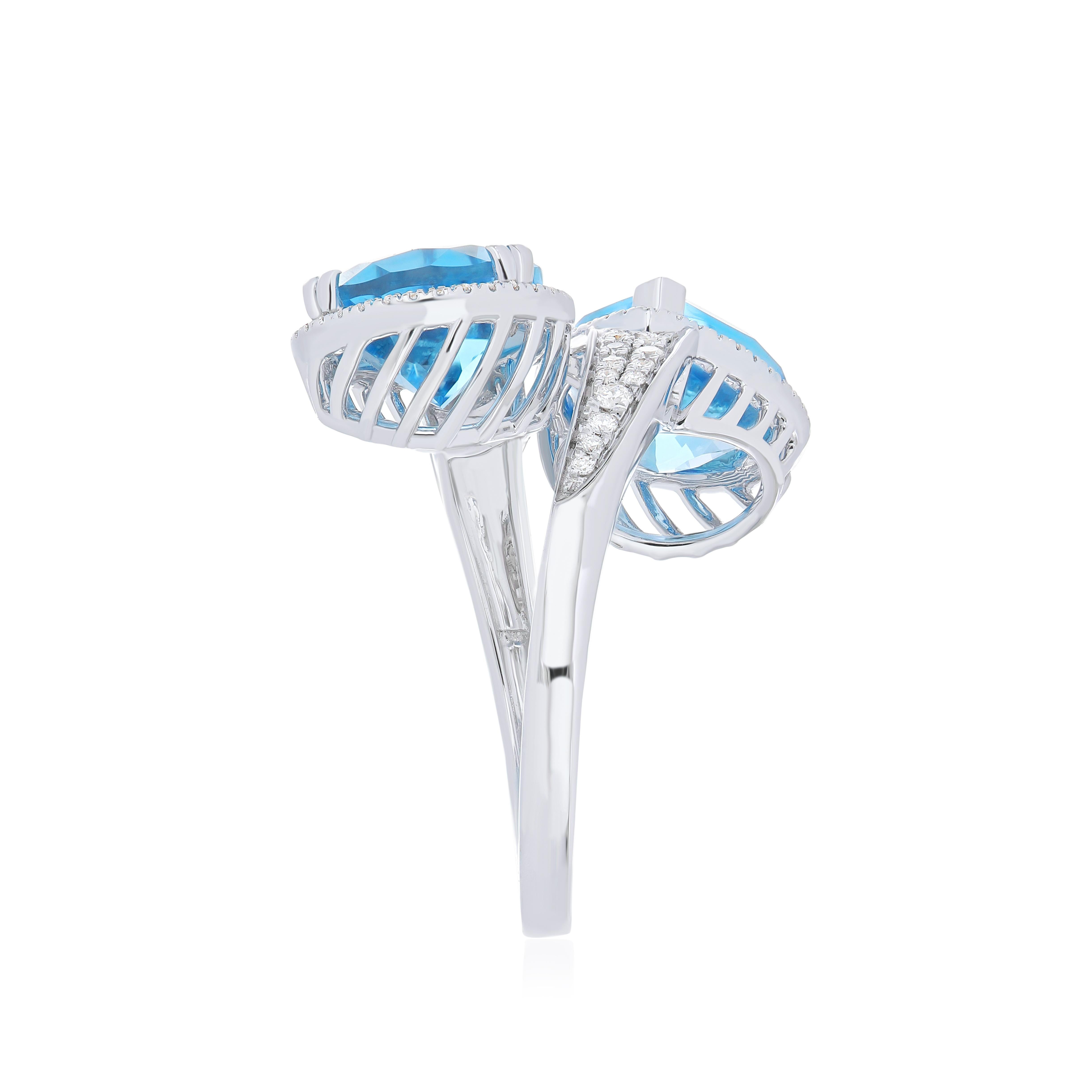 Im Angebot: 7,03 CT Schweizer Blautopas und Daimond Ring in 18K Weißgold () 6
