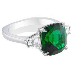 7.03ct. Vivid Green Tsavorite “KATE” Ring, 18K White Gold
