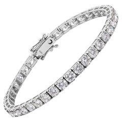 Bracelet de tennis en or blanc 14 carats avec diamants taillés en brillant de 7,04 carats