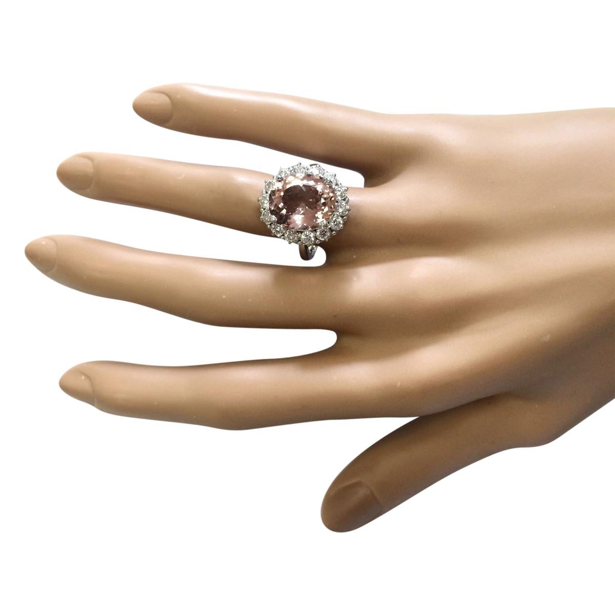 Morganite Diamond Ring In 14 Karat White Gold  In New Condition For Sale In Manhattan Beach, CA