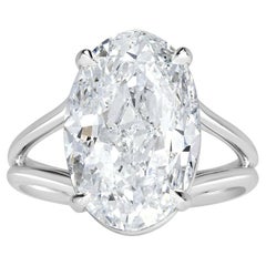 7.04 Carat Oval Diamond Ring Brilliant White 14K White Gold Heirloom-Worthy Glow