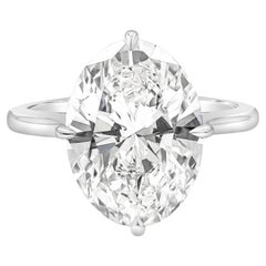 7.04 Carat Oval Diamond Ring Brilliant White 18K Gold Signature Sophistication