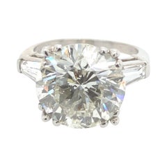 7.04 Carat Round Brilliant Diamond Ring with Taper Baguettes