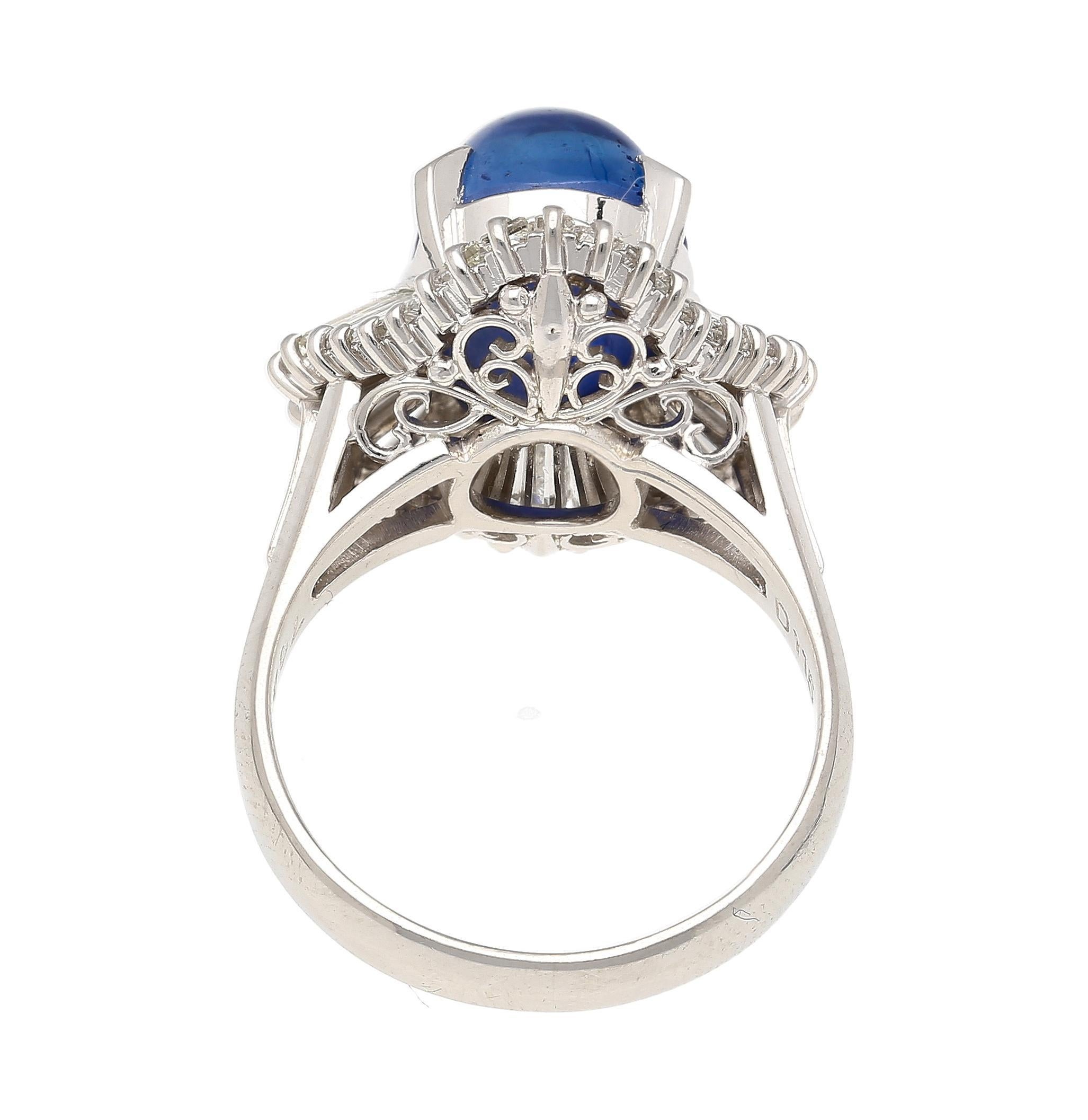 7.04 Carat Star Sapphire and Diamond Platinum Ballerina Ring In New Condition For Sale In Miami, FL