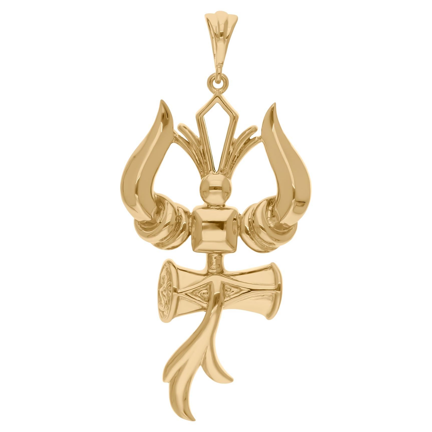 7.04 Grams 18 Karat Yellow Gold Religious Pendant Handmade Jewelry 45 mm For Sale