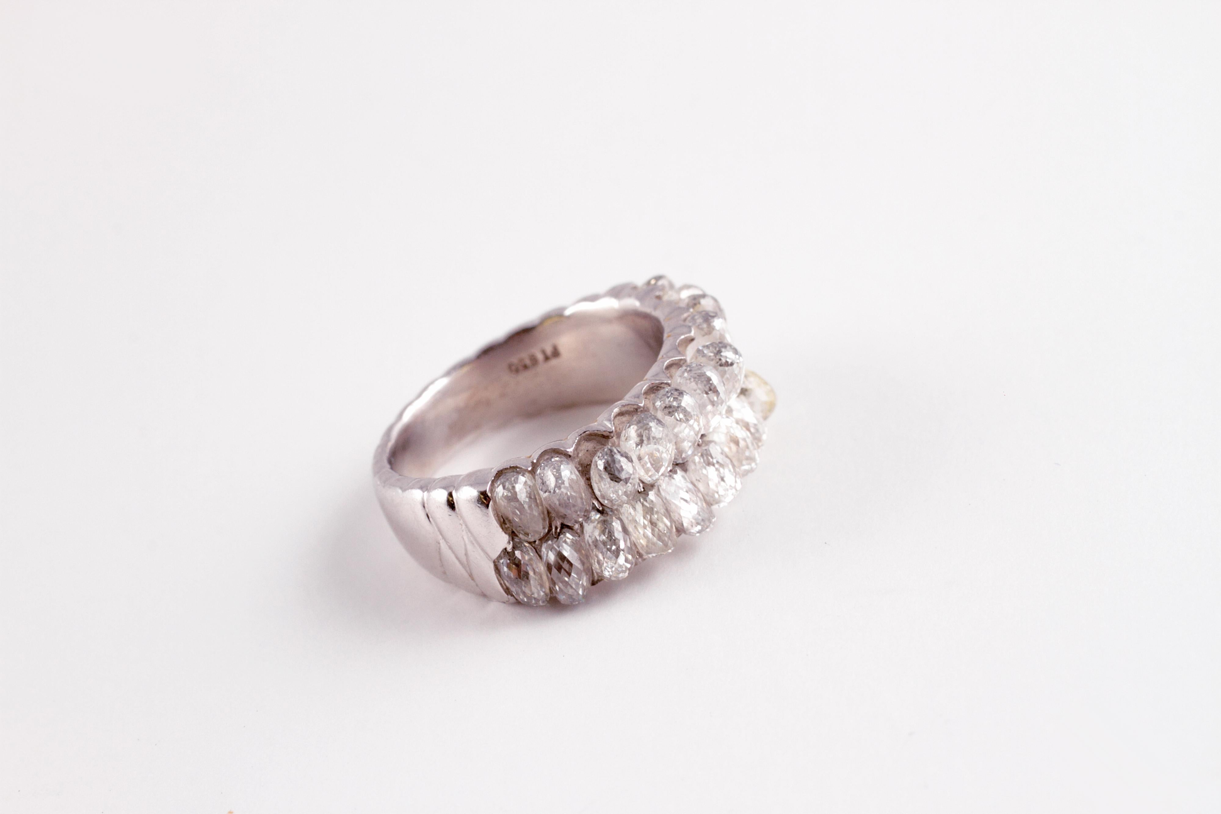 Platinring mit 7,05 Karat Briolette-Diamant im Zustand „Gut“ im Angebot in Dallas, TX