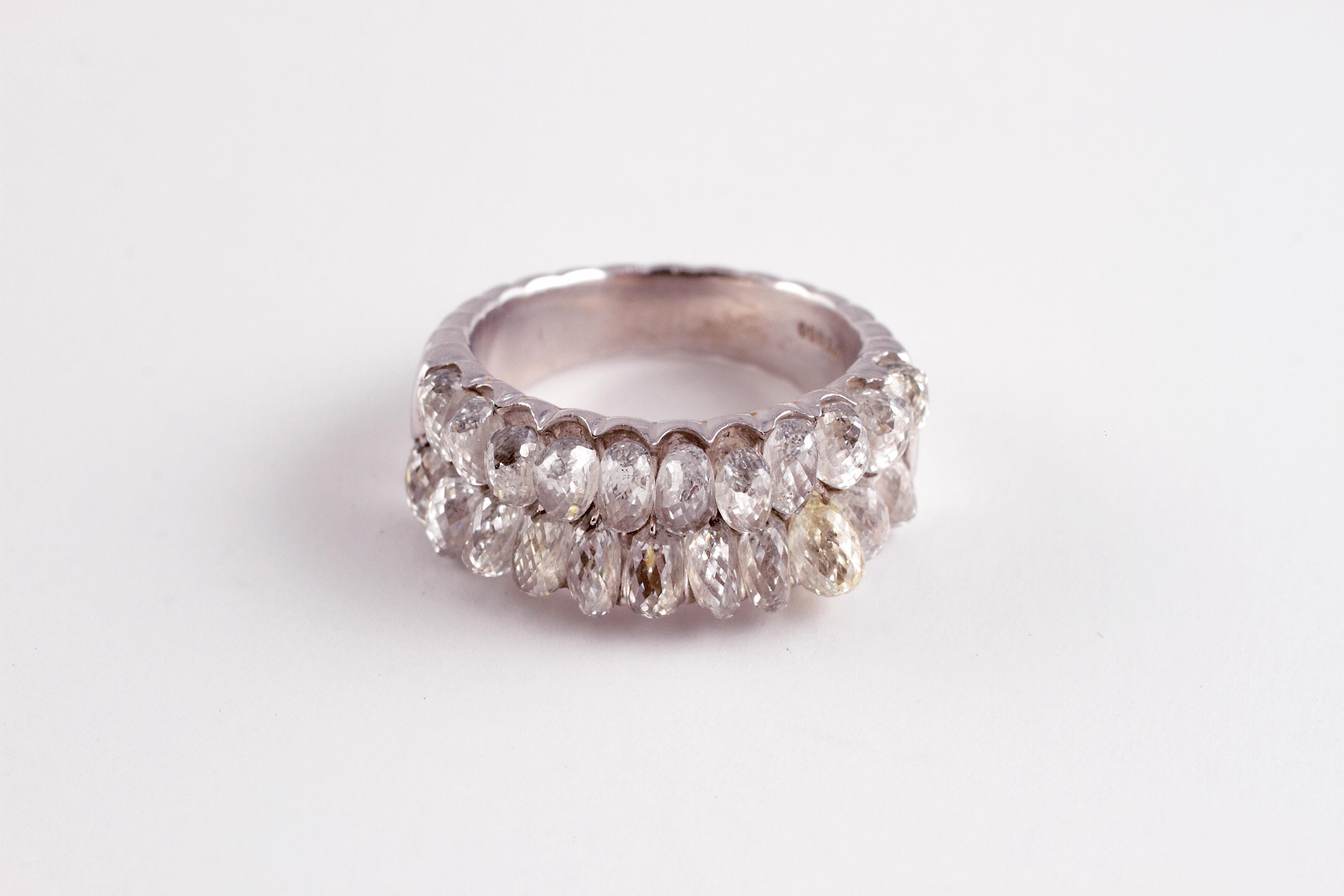7.05 Carat Briolette Diamond Platinum Ring In Good Condition For Sale In Dallas, TX