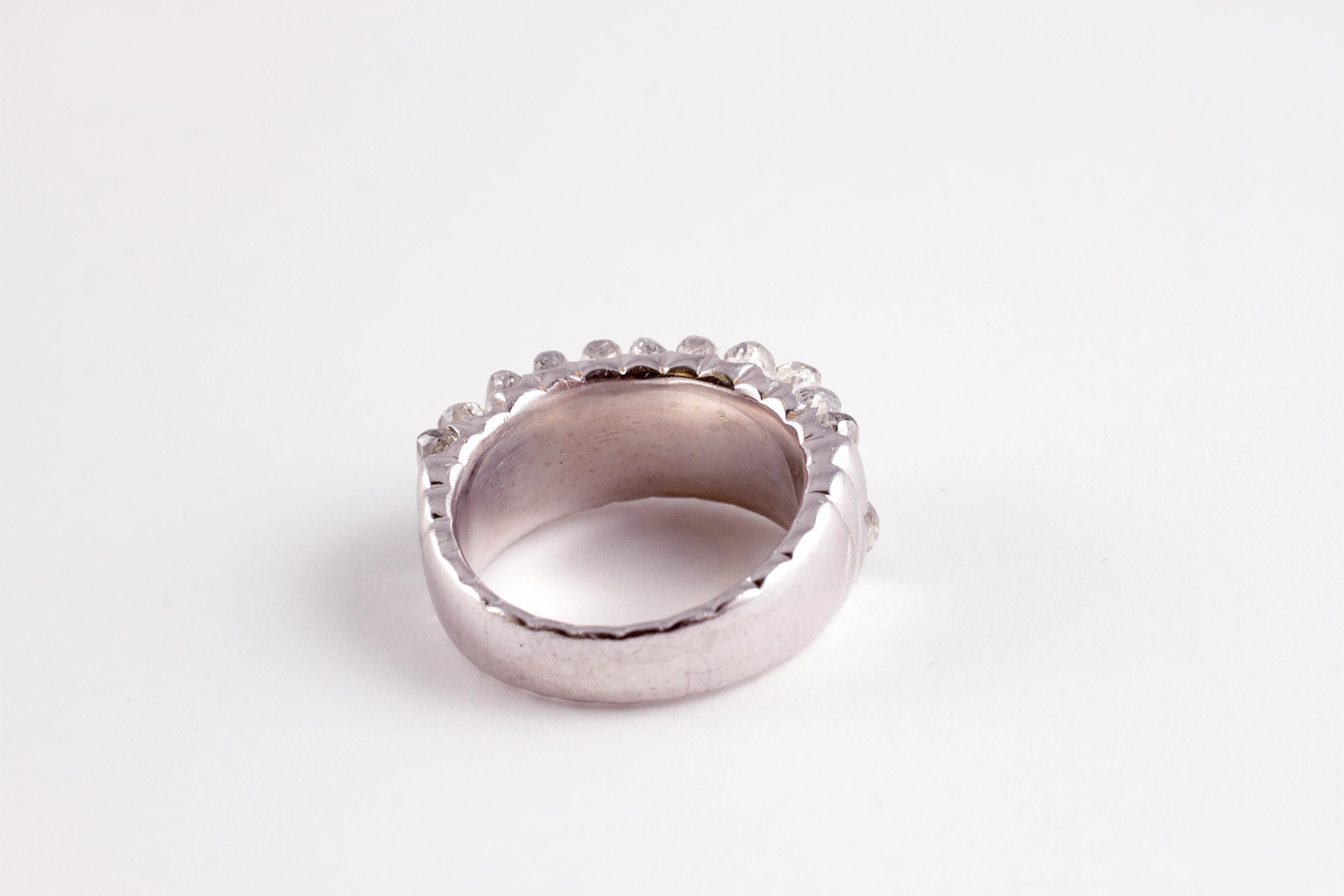 Women's or Men's 7.05 Carat Briolette Diamond Platinum Ring For Sale