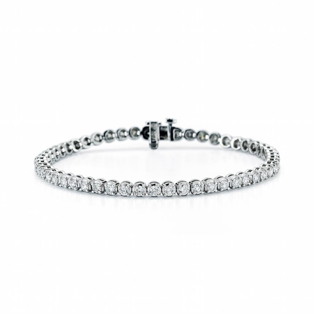 7.50 Carat Diamond Line Tennis Bracelet, in 18K white gold, by The Diamond Oak
With 40 perfectly matched ( .19cts , 3.6mm each) round brilliant diamonds , with exceptional I color and SI2/3 clarity.  
Bracelet is  exceptional craftsmanship.
Total